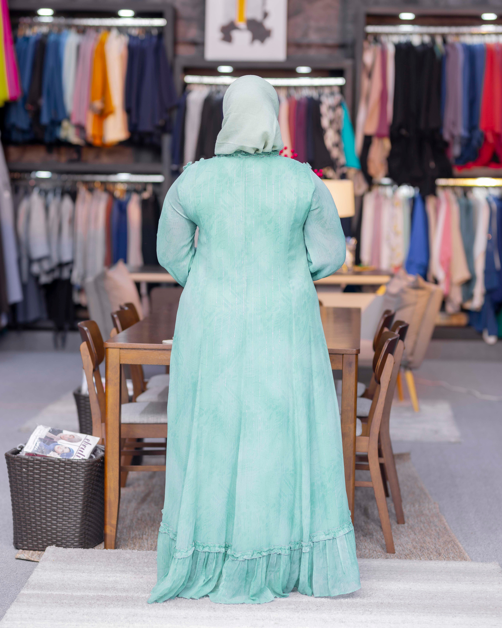 Mint Green Ruffle Abaya — view 2
