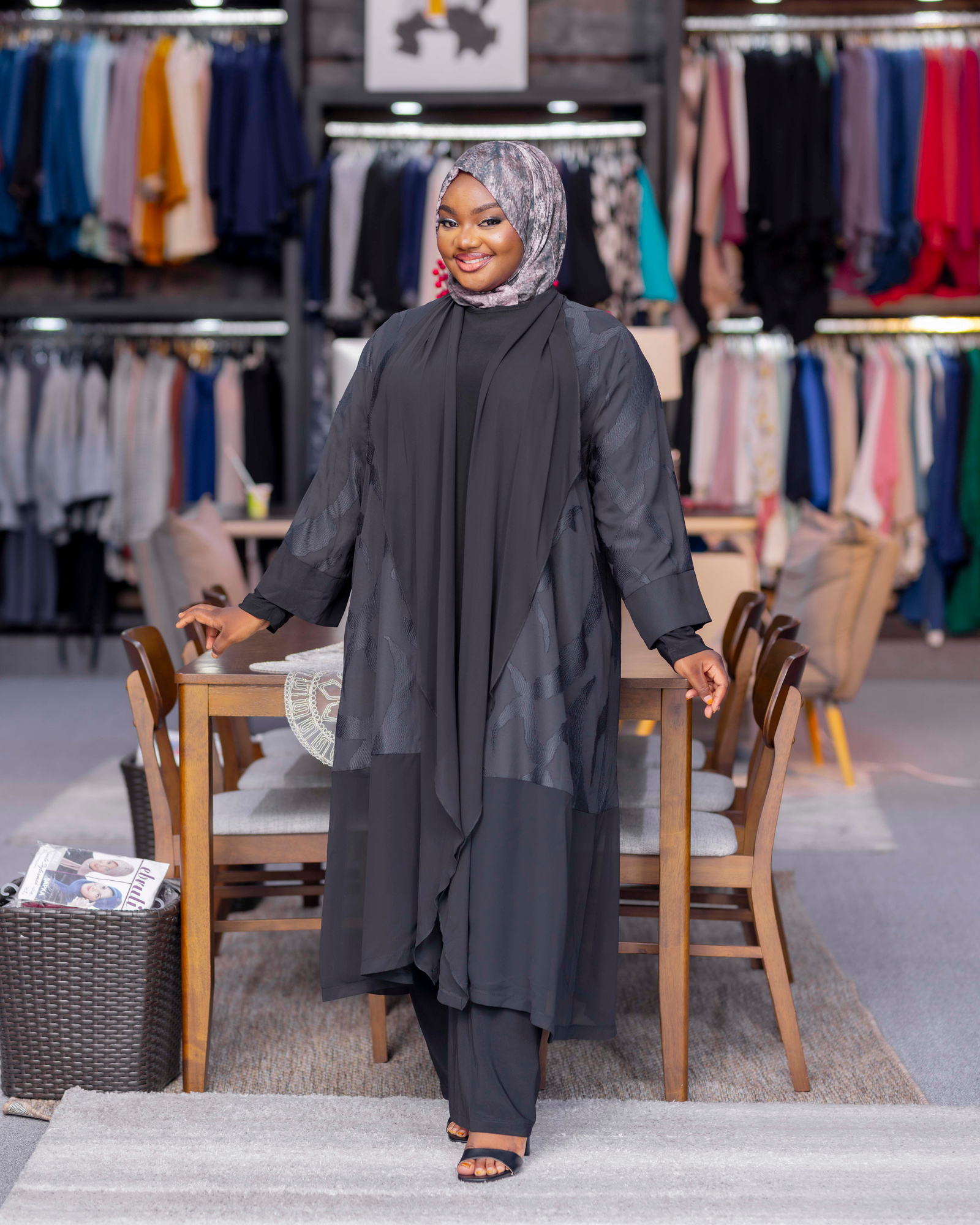 Charcoal Black Two-Piece Abaya — view 1