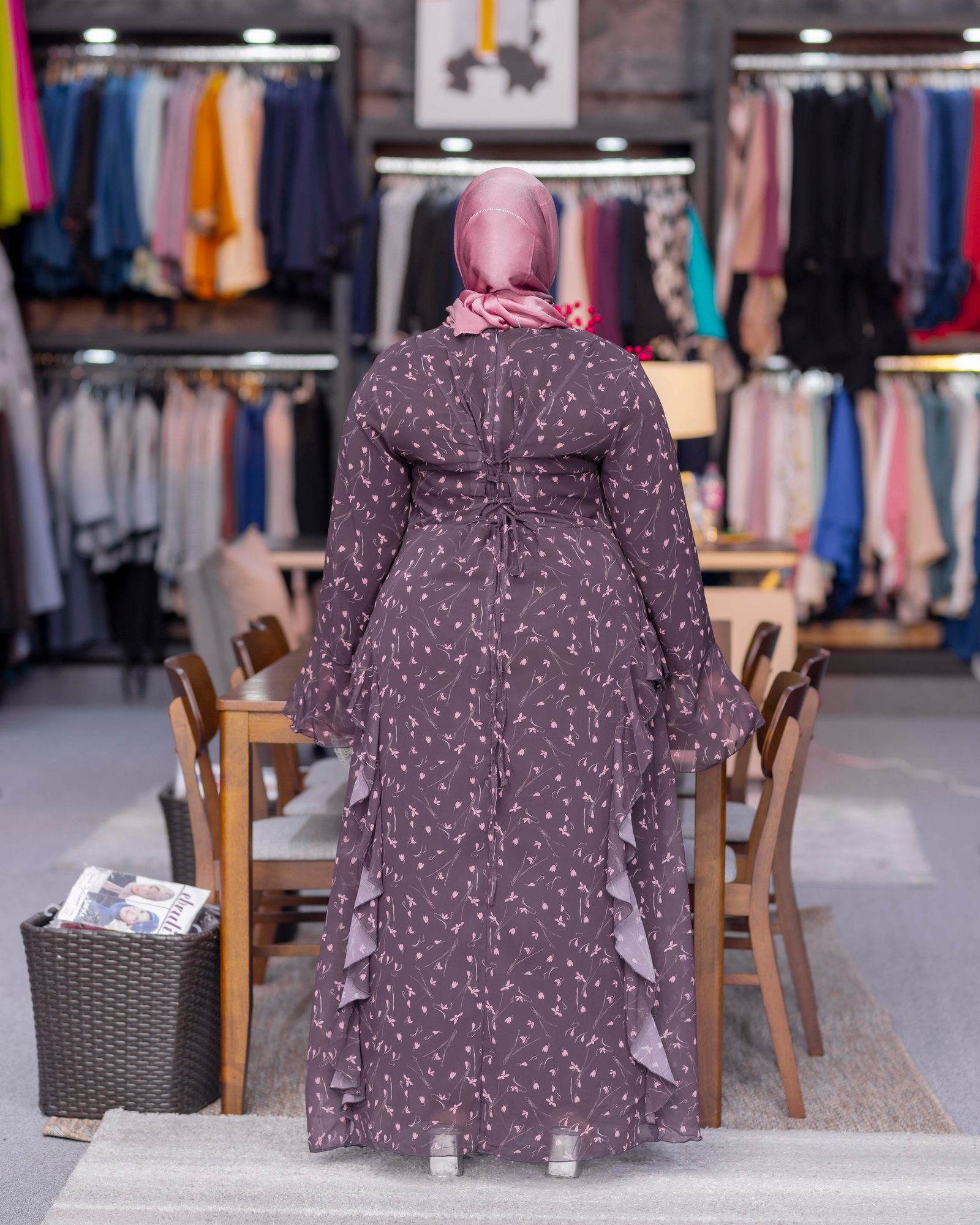 Floral Ruffle Sleeve Abaya — view 2