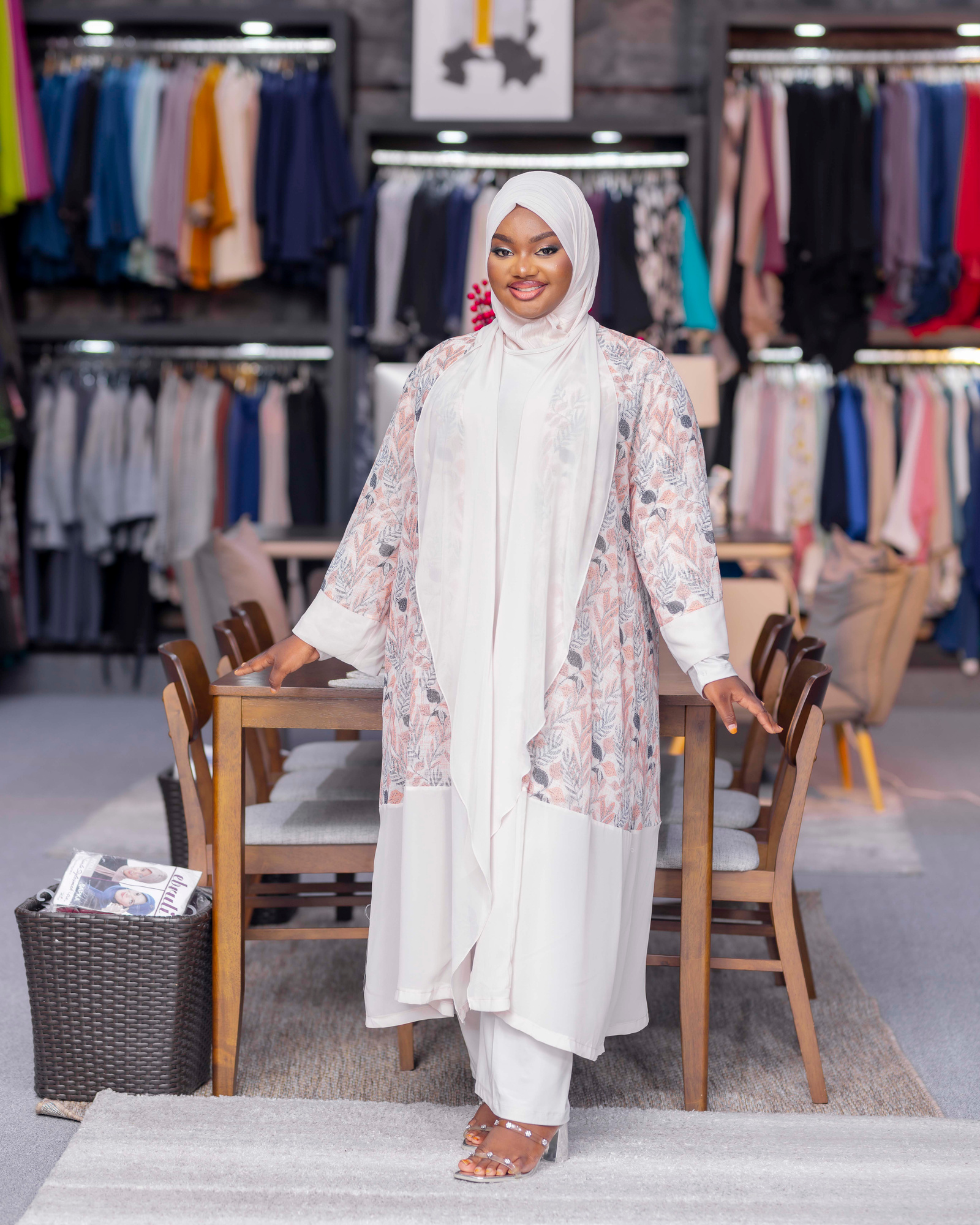 Printed Open Abaya Set — view 1