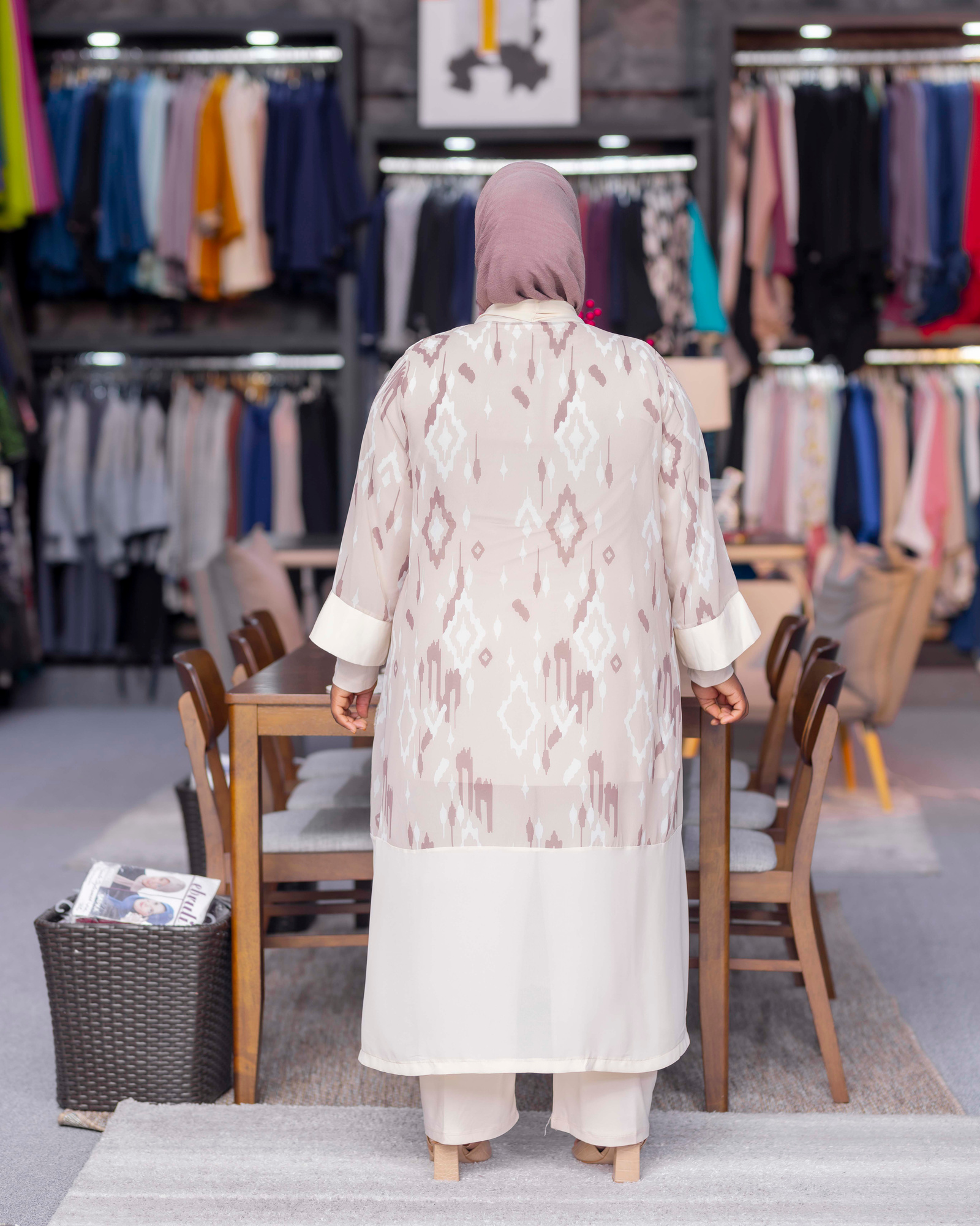 Ikat Print Open Abaya — view 2